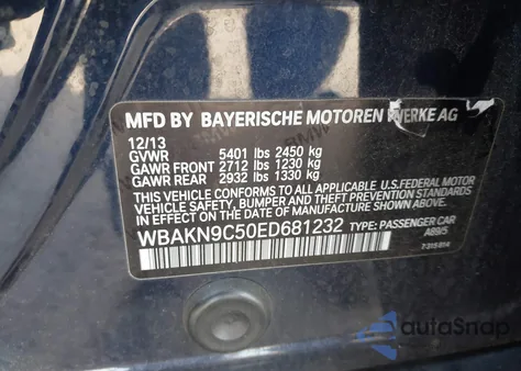 2014 BMW 550I from USA, damaged, VIN WBAKN9C50ED681232